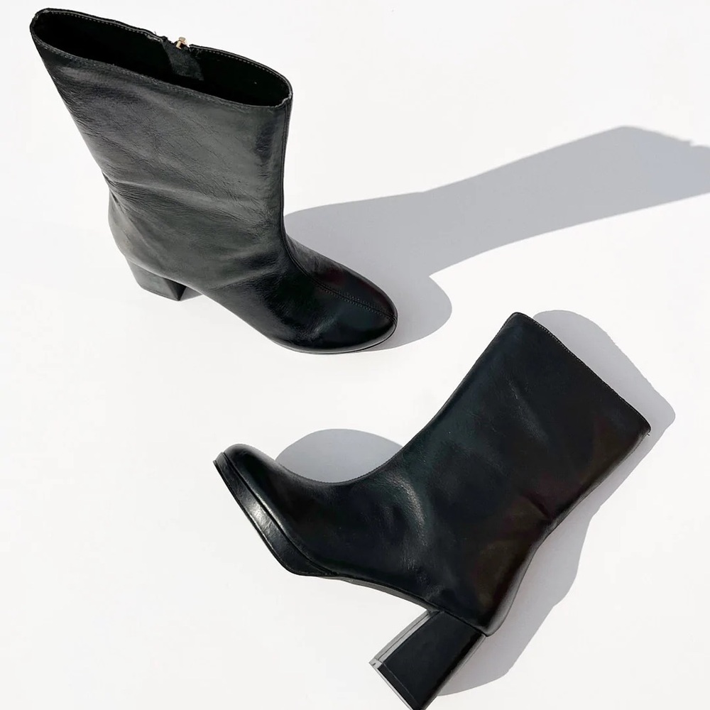 Mutma Sz 39 Black Leather Boots Mid Calf Lisa Says Gah NWOT